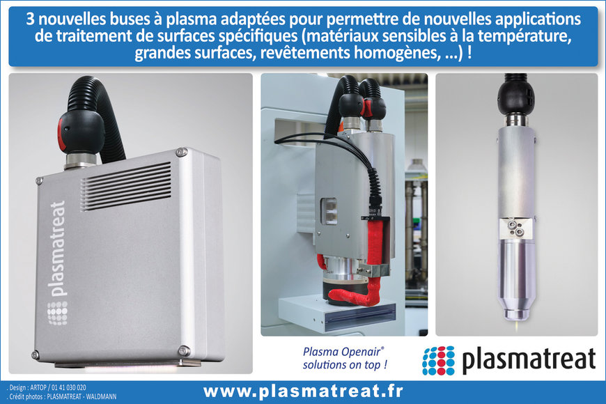 Plasmatreat annonce la sortie de trois nouvelles buses à plasma adaptées pour permettre de nouvelles applications spécifiques de traitement de surfaces